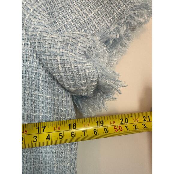 Medium Light Powder Blue Unique Tweed Mini Shift Office Siren Dress Classic Work - Picture 10 of 13